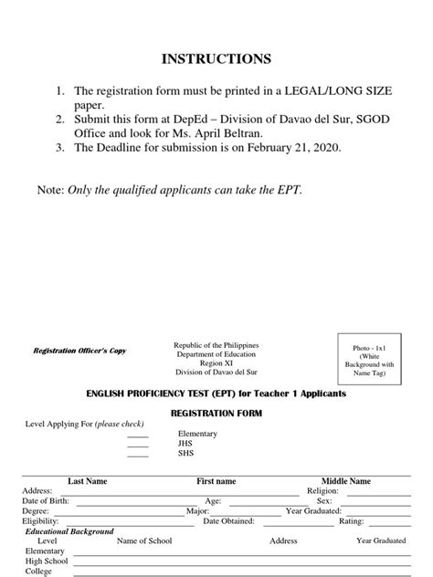 EPT Registration & Information .